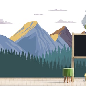Removable Mountain Wall Decal / Peel and Stick Wall Mural / Self Adhesive