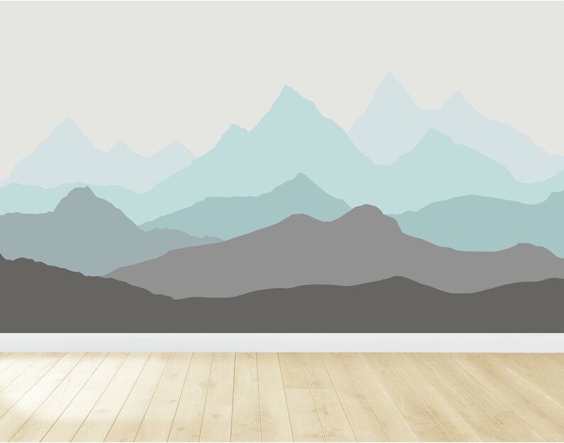 Mountain Wall Decal / Mountain Wall Mural / Large Wall Mural / Etsy