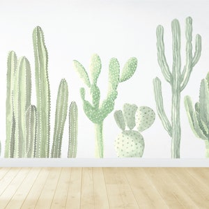 Cactus Wall Decals - Removable Wall Decal - Watercolor Wallpaper - Large Wall Mural - Self Adhesive Wallpaper - Vinyl Wall Decal