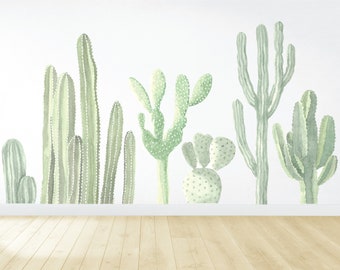 Cactus Wall Decals - Removable Wall Decal - Watercolor Wallpaper - Large Wall Mural - Self Adhesive Wallpaper - Vinyl Wall Decal