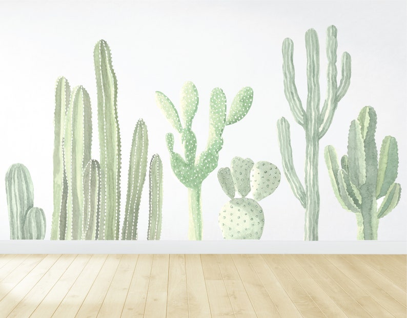Cactus Wall Decals Removable Wall Decal Watercolor Etsy UK