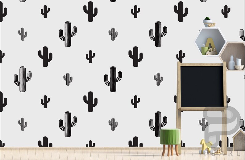Cactus Wall Decals L And Stick Black White