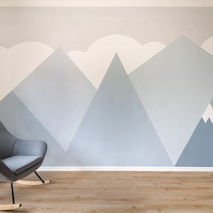Mountains Wall Decal / Mountain Wall Decor / Nursery Wall Sticker / Large Mountain Wall Mural / Kids Wall Decal / Peel and Stick Mountains