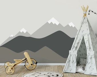 Mountain Wall Decal / Mountain Wall Decor / Nursery Wall Sticker / Large Mountain Wall Mural / Kids Wall Decal / Peel and Stick Mountains