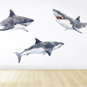 Shark Wall Decals / Vinyl Wall Decals/ Nursery Decals / Kids Room Decor / Beach Decor / Shark Decor / Ocean Decals / Fish Decals