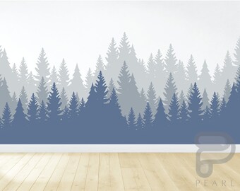 Forest Wall Decal / Forest Mural / Woodland Mural / Woodland Wall Decal / Mountain Wall Decal / Nursery Wall Decor / Peel and Stick