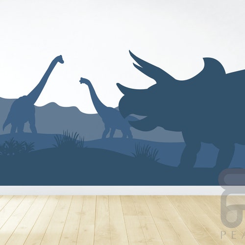 Dinosaur Wall Decal / Dinosaur Wall Mural / Peel and Stick Etsy
