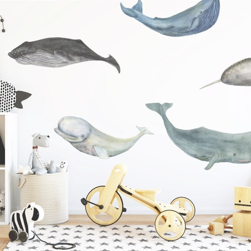 Whale Wall Decals / Nursery Decals / Kids Room Decals / Etsy