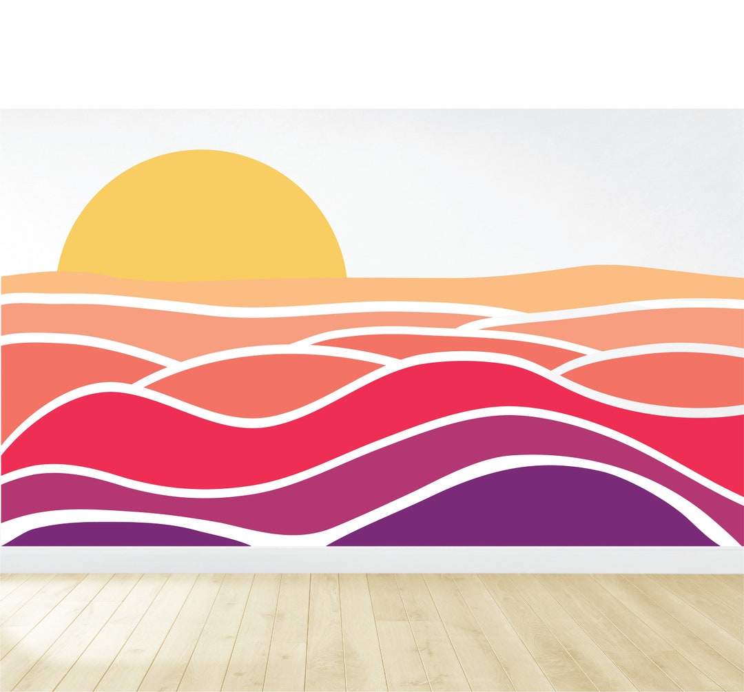 Wave Wall Decal / Wave Wall Mural / Nautical Wall Decor / Mountain