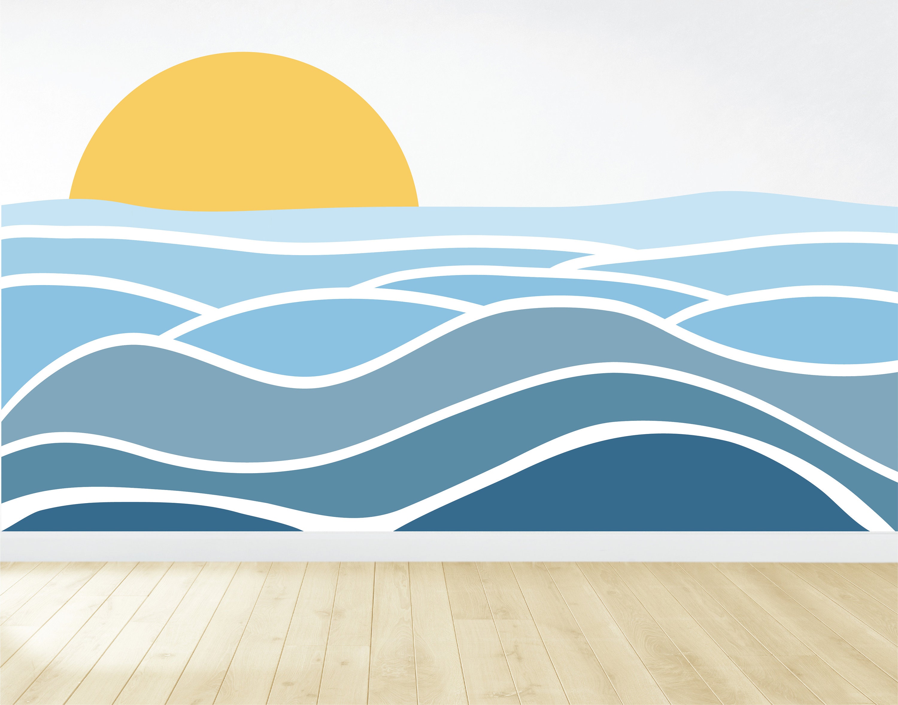Wave Wall Decal / Wave Wall Mural / Wave Wallpaper / Nautical Wall Decor / Nursery Wall Decor / Peel and Stick / Removable Wall Decal