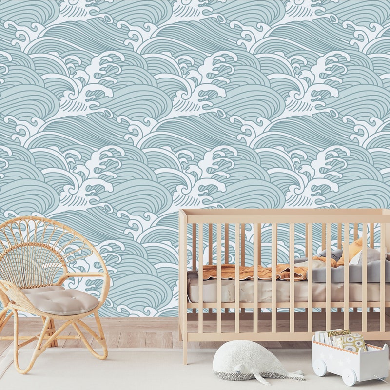 Japan Waves Wallpaper - Etsy