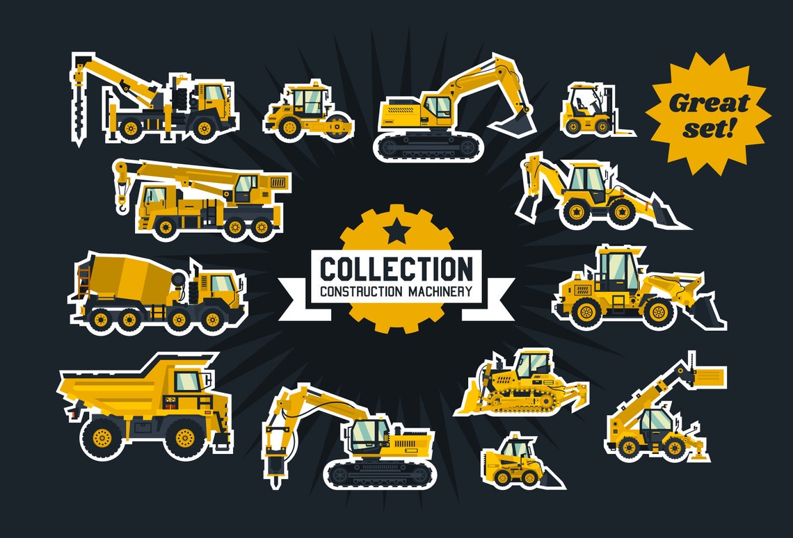 Removable Construction Machinery Decals / Peel and Stick Wall Etsy