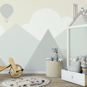 Mountain Wall Decal / Nursery Wall Decor / Mountain Mural / - Etsy