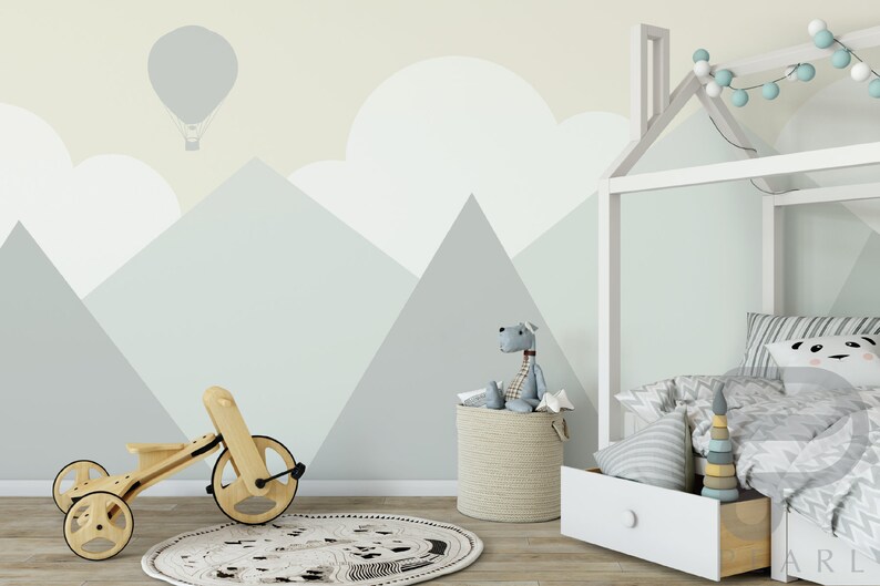 Mountain Wall Decal / Nursery Wall Decor / Mountain Mural / - Etsy