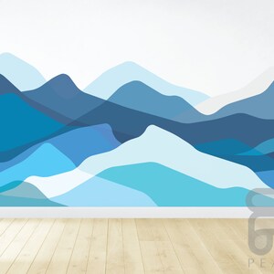 Removable Mountain Wall Decal / Wave Wall Mural / Mountain Mural / Nursery Wall Decor / Peel and Stick