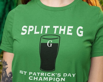Funny Adult Humor Drinking Gift T-Shirt, St Patrick's Day Shirt Split The G Fun Irish Green Women's T-SHIRT