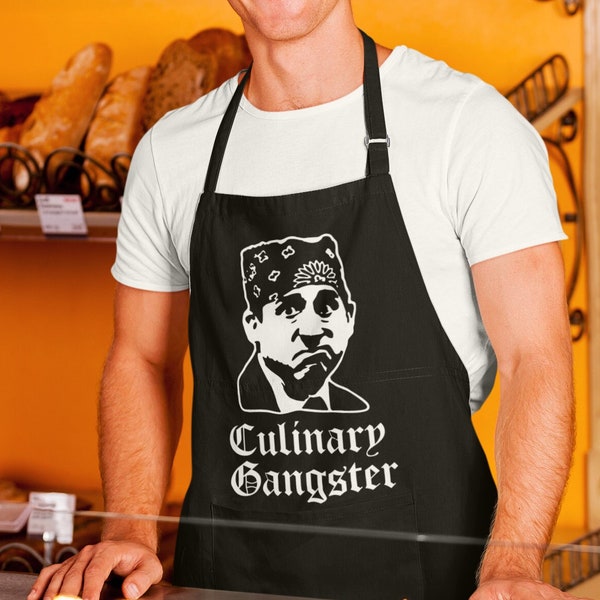 Funny BBQ Tablier pleine longueur avec poches Culinary Gangster Office