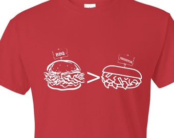 Bbq > Cheesesteak Unisex Red T-shirt Kansas City