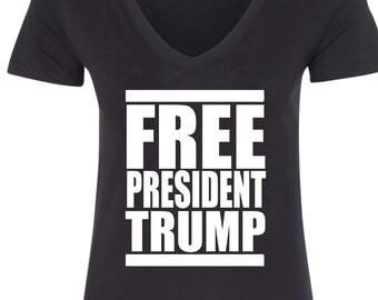 Free Trump Women's V-Neck T-Shirt Shirt