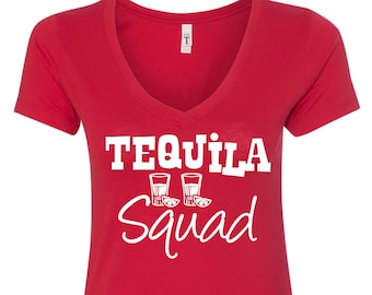 Tequila Squad Cinco de mayo Funny Drinking Women's V-Neck T-Shirt