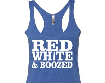 Red White and Boozed Women's Triblend Racerback Tank Top July 4th USA America