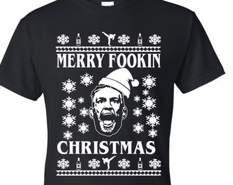 Merry Fookin Christmas Conor McGregor Ugly Christmas Sweater Unisex T-Shirt