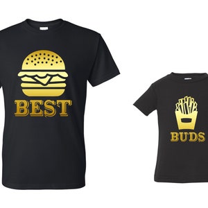 Best Buds Father and Son Matching Foodie Burger and Fries shirts Father&#39;s Day Gift
