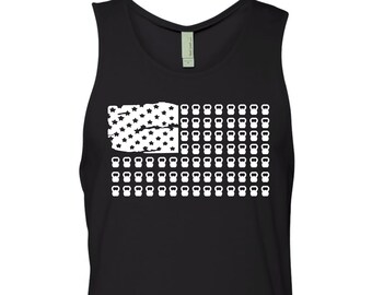 USA  Cross Training Fit Kettlebell Flag Men's Tank Top