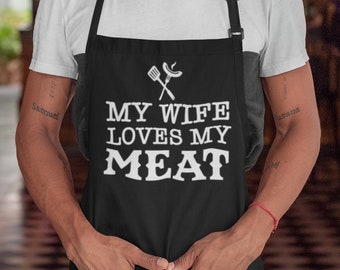 Mia moglie ama la mia carne Divertente grembiule da cucina per barbecue Regalo per la festa del papà per il marito Per lui