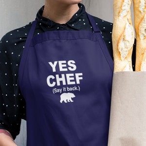 Yes Chef (Say it back) Apron, Merch Fun Gifts, Funny Aprons, TV Show Apron Full-Length Apron with Pockets