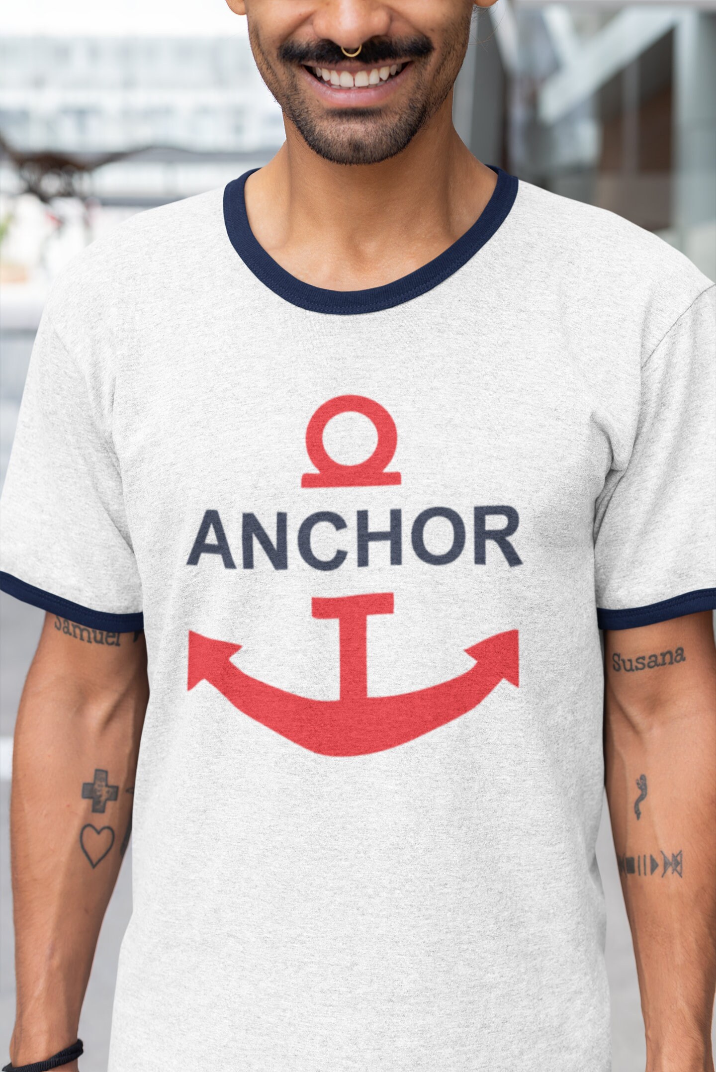 [NOT4NERD] Anchor Logo Regular Fit Ringer T-Shirts /追跡付 01872__79802.1737472675.386.