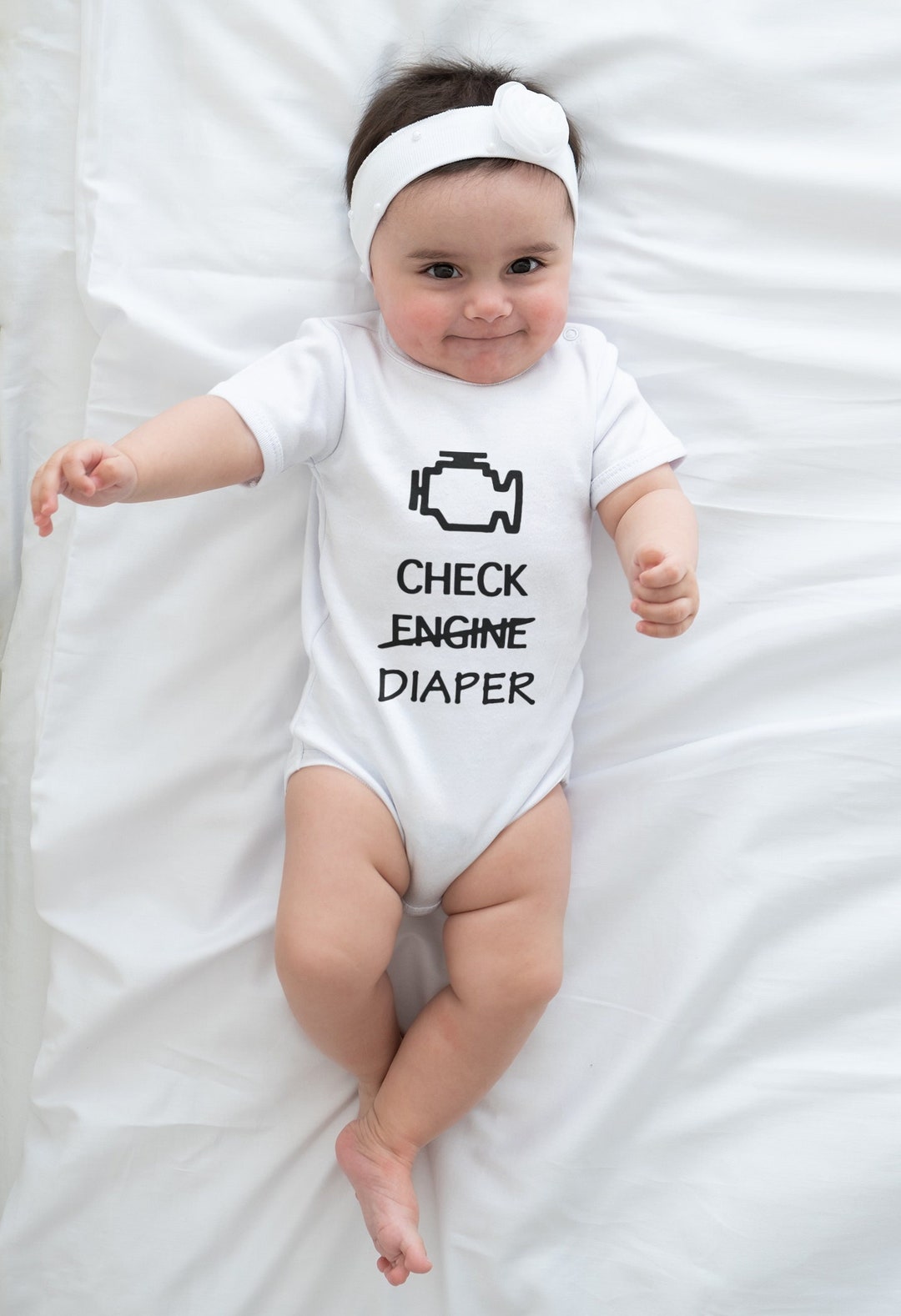 Check Diaper Funny Check Engine Car Baby Bodysuit Breastfeeding Baby ...