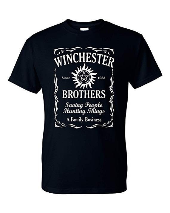 Elbenwald Maglietta Uomo Supernatural Winchester Bros - Nero, Cotone 100%, Taglia M
