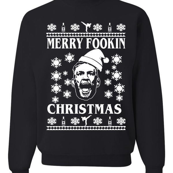 Merry Fookin Christmas Conor McGregor Ugly Christmas Sweater Unisex Sweatshirt