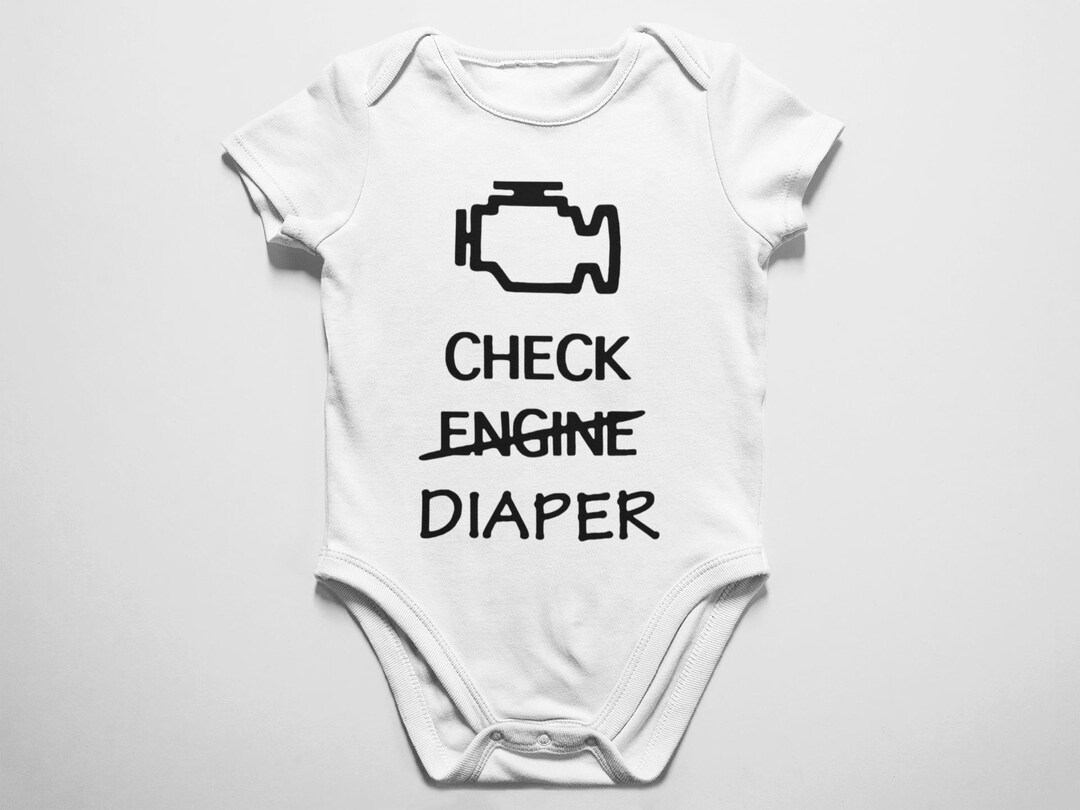 Check Engine Baby Onesie®, Funny Diaper Baby Onesie®, Cute Mechanic ...