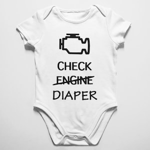Check Engine Baby Onesie®, Funny Diaper Baby Onesie®, Cute Mechanic Baby Bodysuit, Funny Poopy Diaper Baby Shower Gift