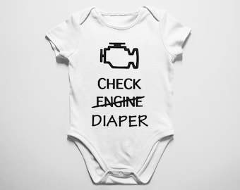 Check Engine Baby Onesie®, Funny Diaper Baby Onesie®, Cute Mechanic Baby Bodysuit, Funny Poopy Diaper Baby Shower Gift