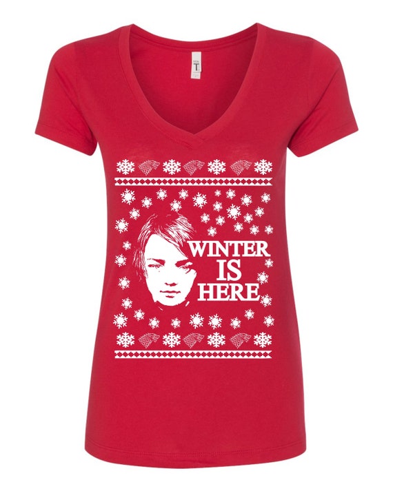 Winter is Here Arya Stark Ugly Christmas Sweater Women s T shirt