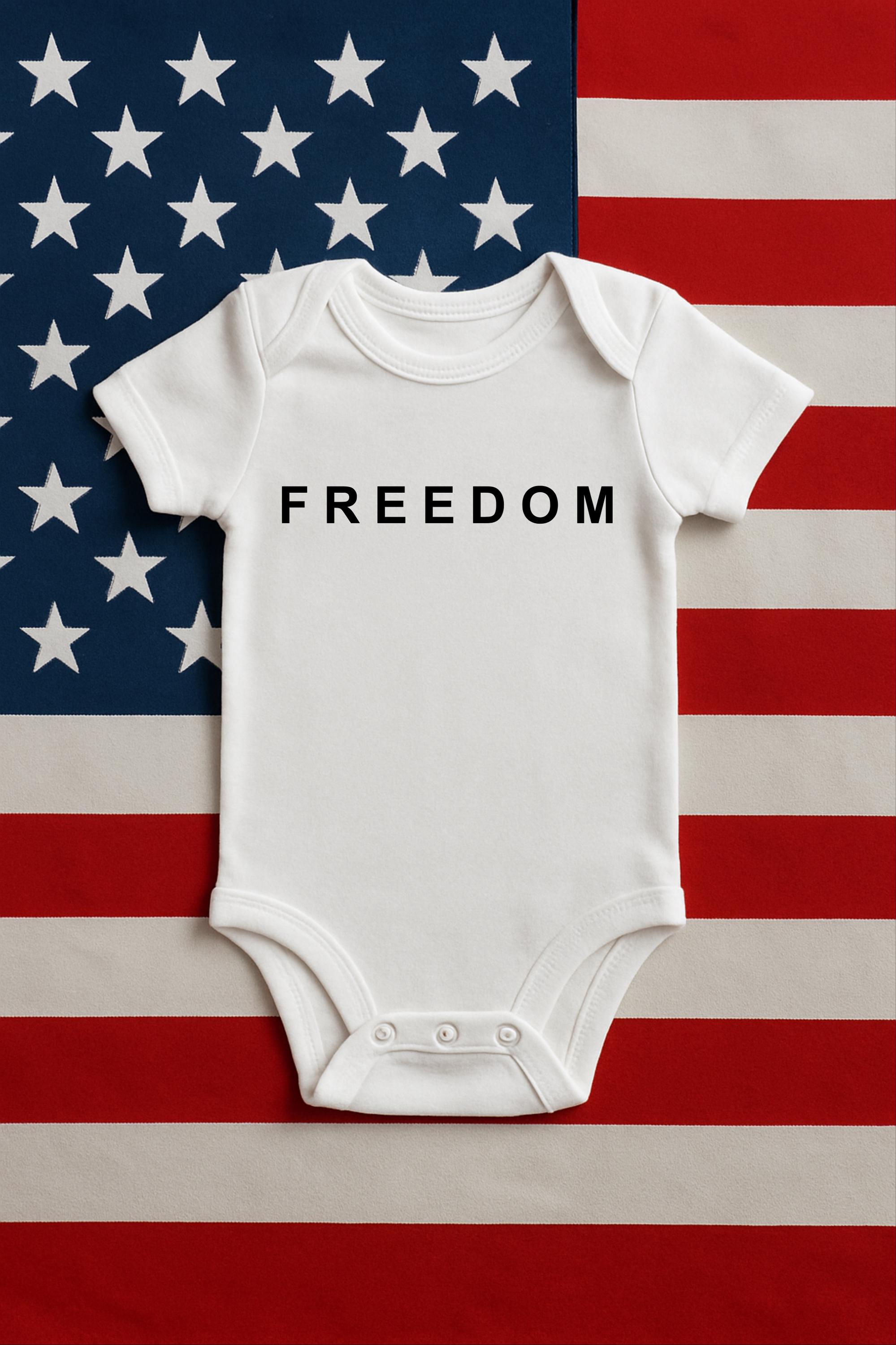 FREEDOM Baby Onesie | Patriotic Infant Bodysuit | USA Pride Baby