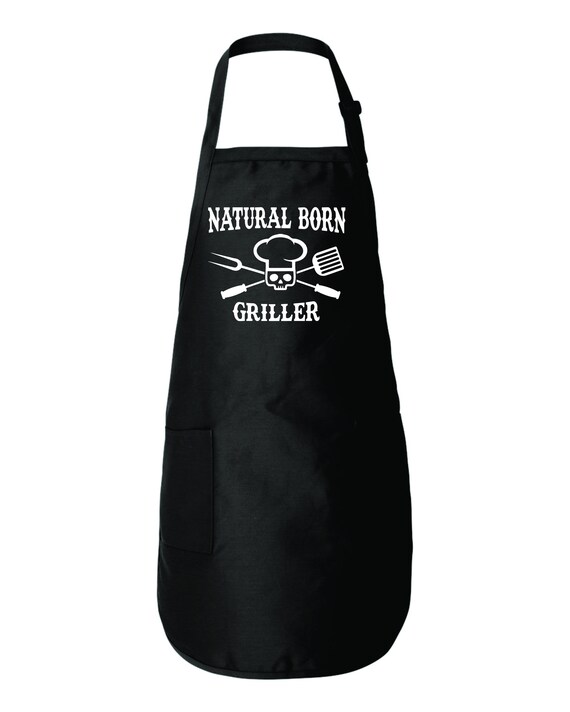 Natural Born Griller Bbq Funny Meat Smoking Full length Apron With Pockets Etsy UK