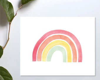 Rainbow Nursery Art, Rainbow Wall Art, Rainbow Painting, Pastel Rainbow Print