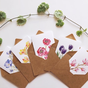 Handmade Cards for Friends, Flower Cards, Flower Greeting Cards, Set of Cards, Greeting Cards Set, Handmade Cards With Envelopes