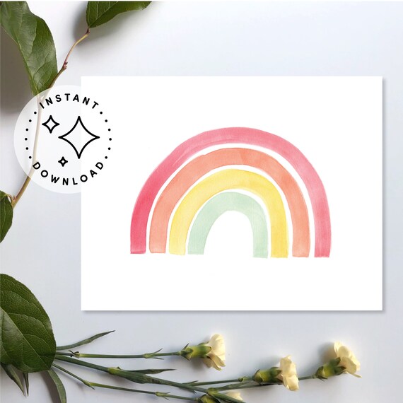Rainbow Painting Rainbow Printable Wall Art Rainbow Art | Etsy