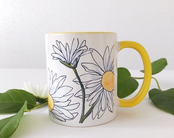 Daisy Mug, Daisies Mug, Yellow Mug, Gift for Friend, Gift for Flower Lover, Gift for Coworker, April Birth Flower, Yellow Coffee Mug