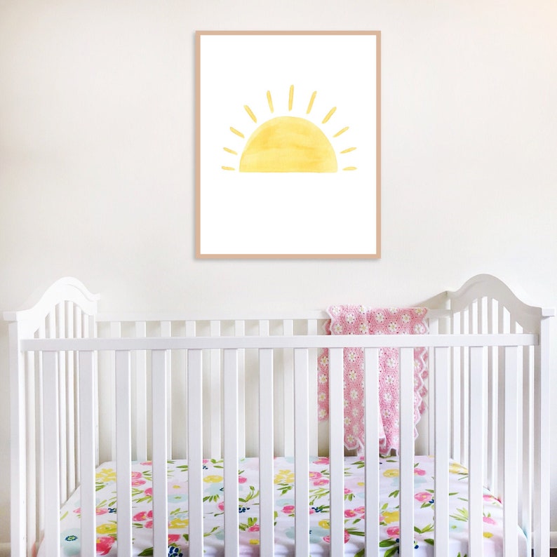 Sun Nursery Print Watercolor Sun Painting Sun Wall Art Etsy