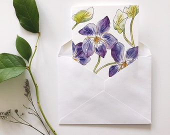 February Birth Flower Card, Birth Flower February, Violets Card, Flower Birthday Card, Watercolor Card Hand Painted, Flower Greeting Cards