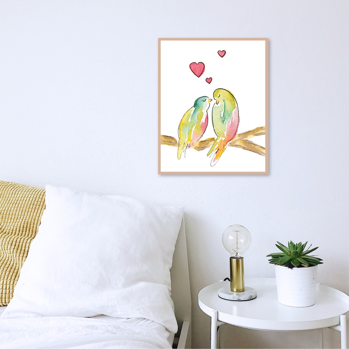 Love Birds Wall Art Love Birds Print Bird Nursery Print Etsy