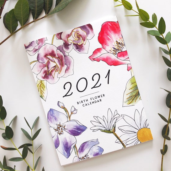 Birth Flower Calendar 2021 Desk Calendar With Stand Birth | Etsy