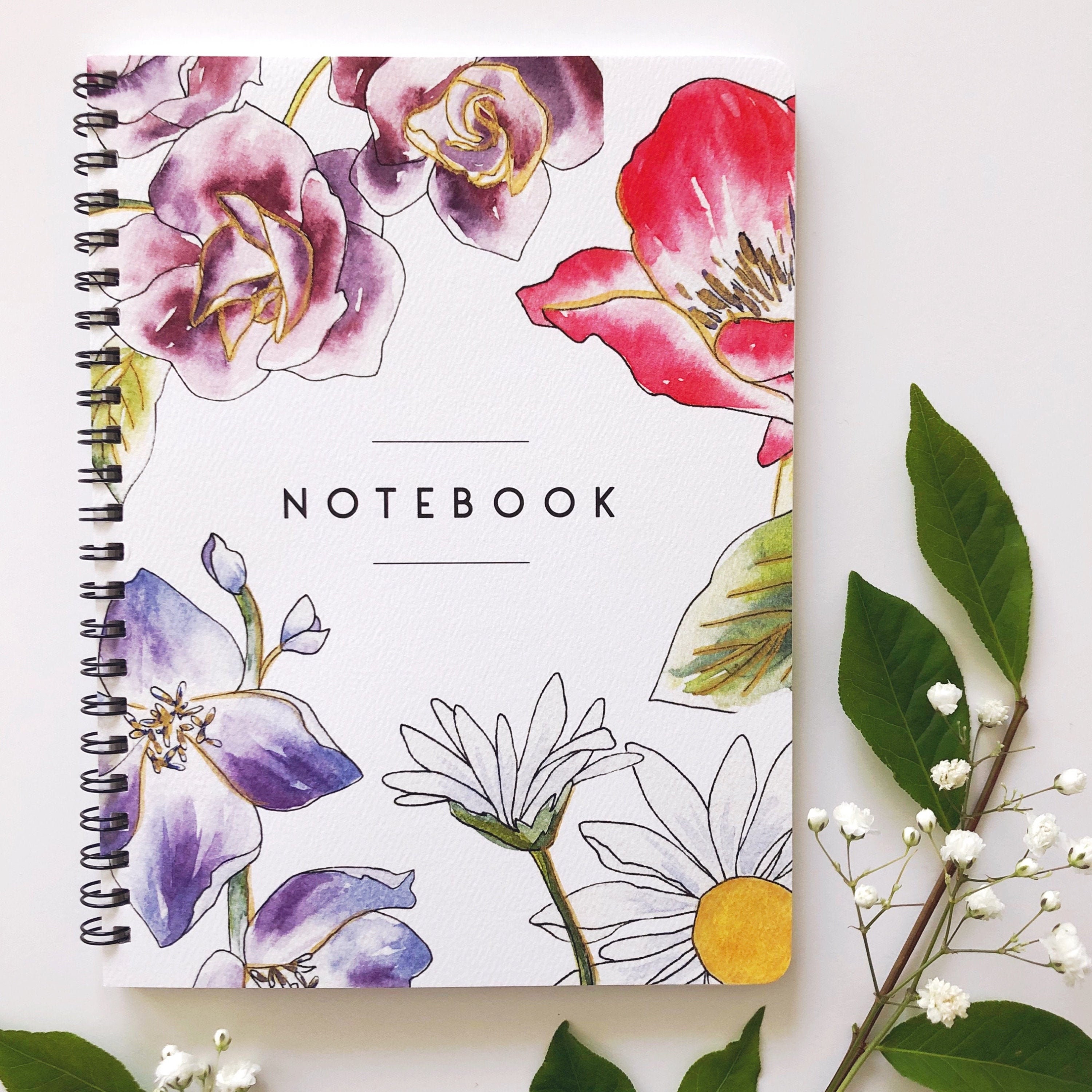 Flower Notebook Back to School Notebooks Spiral Notebook Etsy
