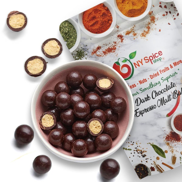 Dark Chocolate Espresso Malt Balls - Malt Balls, Milk Balls Malted Balls, Creamy Yogurt, Candy, Snacks